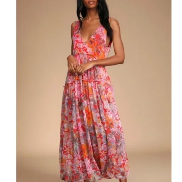 Free People Juliana Maxi Dress β Cherry Combo β Size XS - Picture 1 of 9